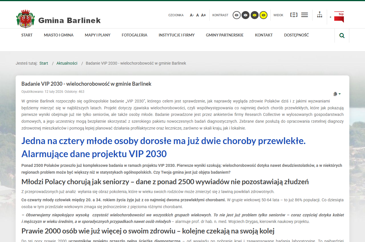 Gmina Barlinek zrzut ekranu ze strony z artykułem